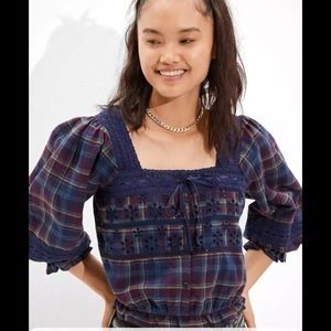 NWT American eagle cropped puff sleeve top